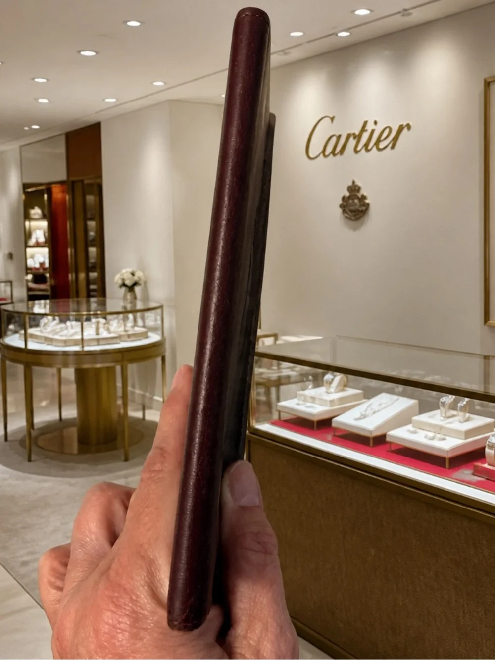 Cartier Paris Burgundy Leather Long Bifold Wallet & Checkbook Holder